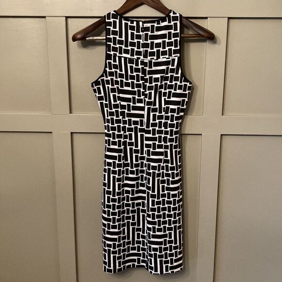 Tibi Black & White Patterned Sleeveless Dress Size 2 - Picture 6 of 7